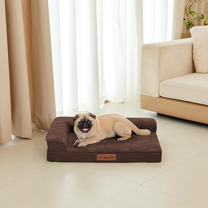 Orthopedic Dog Bed Medium Size Dog, 3 Inch Memory Foam Pet Bed for Small and Medium Dogs, Washable Removable Cover, Nonskid Bottom, Waterproof, 30x20 Inches S Brown Grey