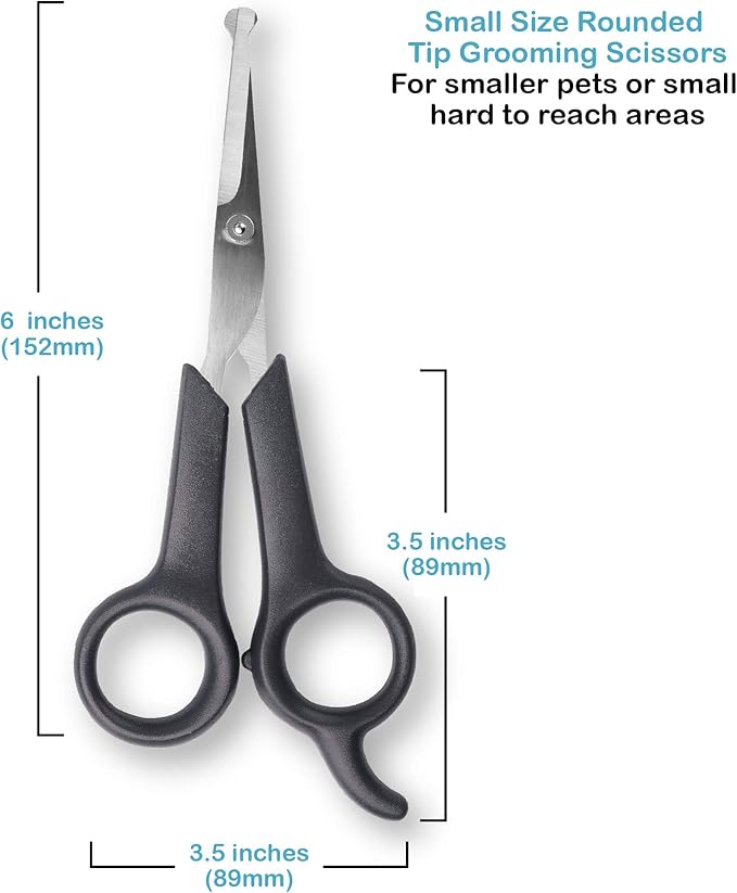 Pets First #1 Pet Grooming Scissors Body & Facial Trimmer Durable Stainless Steel Blades. Rounded Tips Shears for Long Medium Short Thick Wiry Curly Hair. Lightweight Cutter for Dogs & Cats. Set of 2