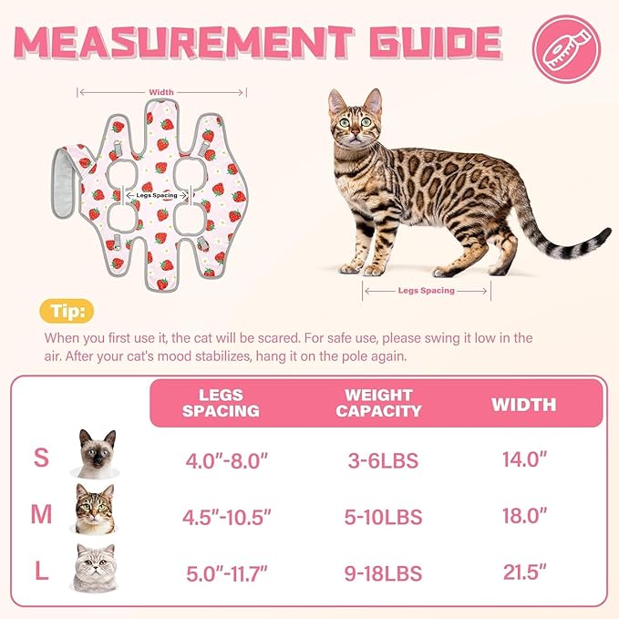 Supet Cat Grooming Hammock, Soft Fabric Nail Clipper Hammock, Self-Adhesive Wrap for Cutting Nails, Quickly Calm Down for Medicine, Teeth Brushing, Ear Cleaning