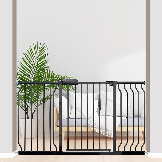 Baby Gates Extra Wide 53-57.5 Inch Large Baby Gate for Stairs Tension Pet Dog Gates Indoor for Doorways No Drilling Pressure Mounted Pet Gates for Kids