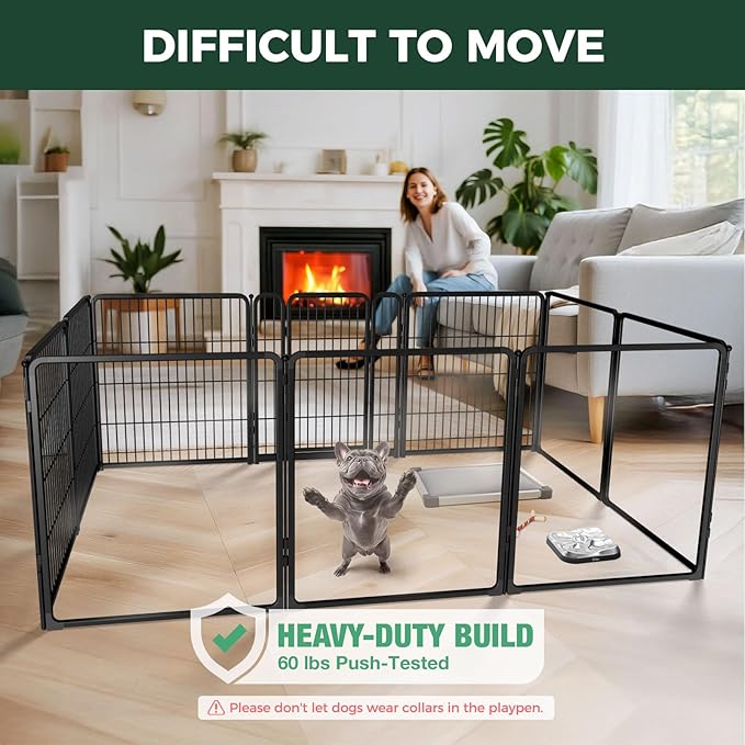 FXW Homeplus Unleashed Indoor Dog Playpen - Stress-Free and Safe Play, Heavy Duty 32 Inch 5 Acrylic Panels + 5 Wire Panels Dog Pen for Small and Medium Dogs, Black│Patented