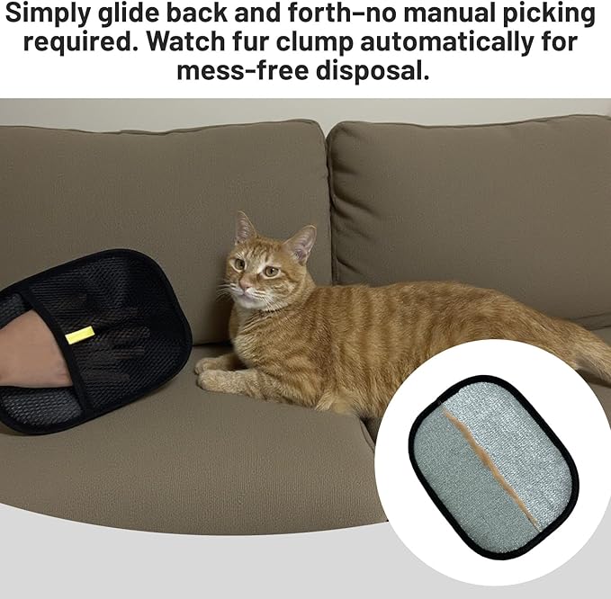 Pet Hair Remover Glove, Electrostatic Pet Hair Remover Glove, Cat & Dog Grooming Glove, Upgraded Fur Removal Tool for Furniture, Carpet, Couch, Car Seat (2pcs)