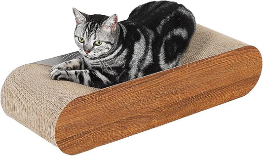 Cat Scratcher, Cardboard Lounge Bed, Bone Shape Design, Recyclable Corrugated Scratching Pad, Stable and Durable, Furniture Protector, Reversible, Brown