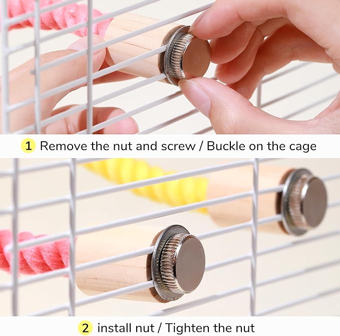 Multi-Color Rope Bird Perch Toys for Parrot Cage Stand, Climbing Swing Accessories for Cockatiel, Parakeets, Budgies, Lovebirds, Conures, Finches - 39.4 inch