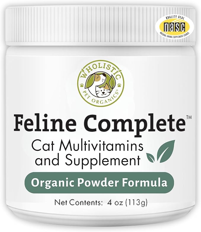 Wholistic Pet Organics Feline Complete - 4 Oz - Multivitamin & Probiotic Powder for Cats - Natural Cat Food & Digestive Support