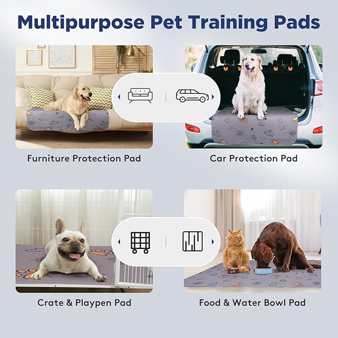 Washable Pee Pads for Dogs, 2 Pack Large 36"x41" Super Absorbent Reusable Dog Training Pads, 100% Waterproof Non-Slip Pee Pads Whelping Pads Dog Playpen Indoor Dog Cage Pads Dog Bed Mat Pet Supplies