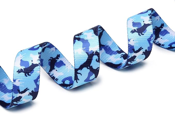 Mercano Adjustable Dog Collar - Special Design Patterns, Soft Nylon Comfortable Durable Pet Collar for Small Medium Large Dogs (L, Dog Camouflage Blue)