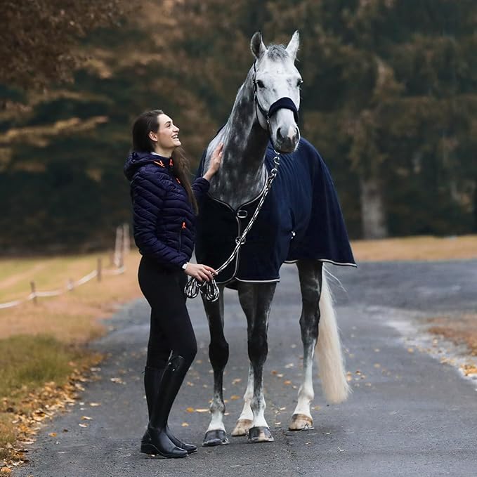 HORZE Kiel Adjustable Horse Halter with Fleece Padding - Dark Navy - Cob