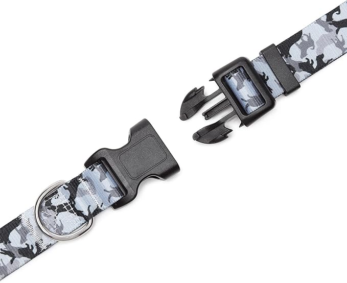 Mercano Adjustable Dog Collar - Special Design Patterns, Soft Nylon Comfortable Sturdy Pet Collar for Small Medium Large Dogs (S, Dog Camouflage Grey)