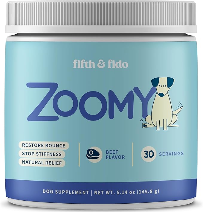 Dog Joint Supplement Powder with Glucosamine, Chondroitin & MSM – Hip & Joint Support for Mobility, Stiffness & Flexibility – Mushroom Blend with Lion’s Mane, Cordyceps & Reishi – Zoomy