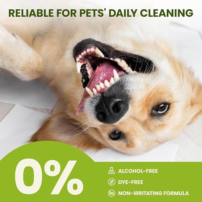 Dog Tooth Brushing Kit, Fresh Breath Pet Dental Finger Wipes for Dogs & Cats, Dog Dental Wipes Teeth Wipes, Lick-Safe Pet Toothbrus for Easy Removal of Tartar Buildup, Unscented, 100 PCS