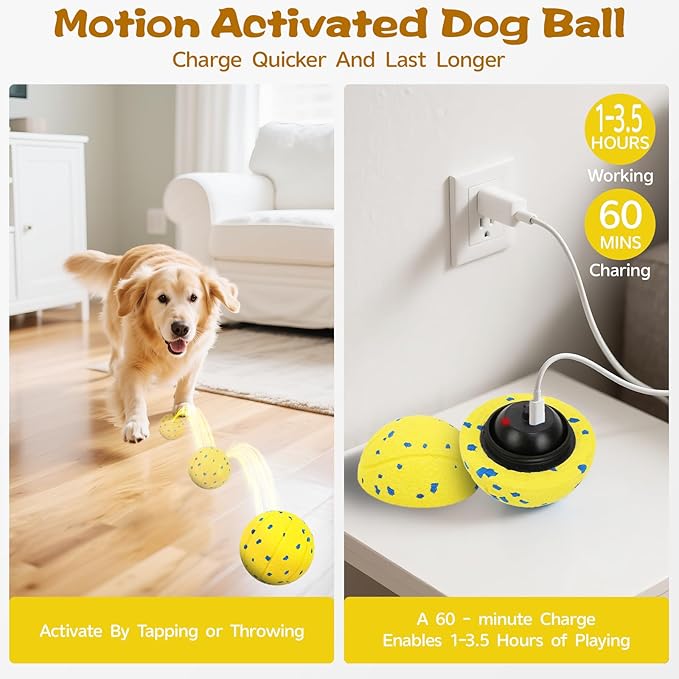 Dog Ball Interactive Dog Toy with Remote Control,Automatic Moving,Bouncing and Rotating 3 Modes,E-TPU Material Aggressive Chewers,IPX7 Waterproof,Rolling Ball for Large Medium Dogs