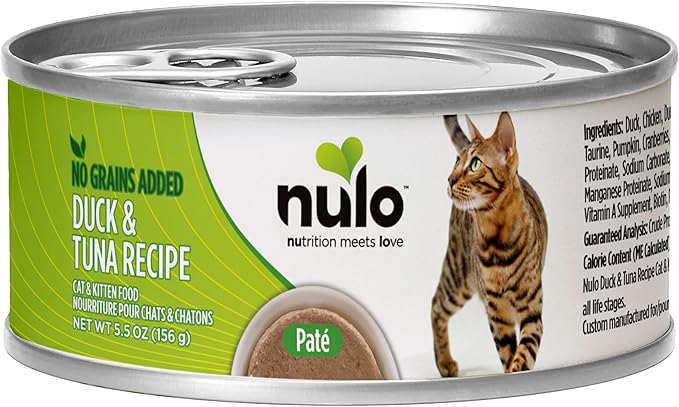 Nulo Duck & Tuna Recipe Pate Wet Canned Cat Food, 5.5 Ounce (Pack of 24)