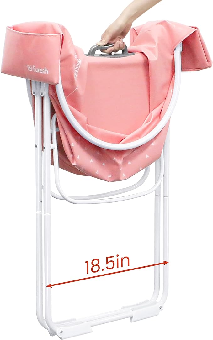 Little Dipper Dog Bath Tub and Wash Station for Bathing Shower and Grooming, Elevated Foldable and Portable, Indoor and Outdoor, for Small and Medium Size Dogs, Cats and Other Pet (Pink)