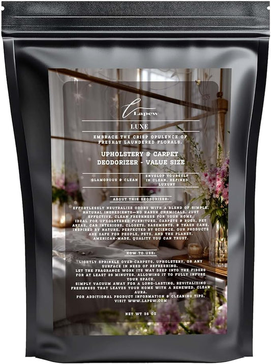 Luxe Carpet Freshener Powder Refill 36 oz | Powerful Odor Eliminator for Home | Upholstery Deodorizer | Carpet Deodorizer | Pet Urine | Cat Litter Box | Diva Fragrance