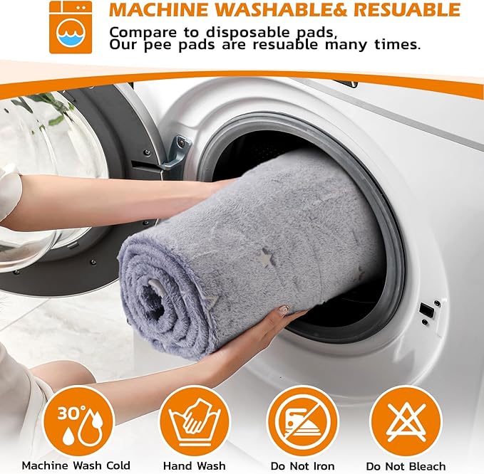 LOOBANI Washable Pee Pads for Dogs, 2 Pack 31 x 36 in Reusable Pee Pads for Dog Mat Puppy Mats Training Non Slip Whelping Mat for Dog Playpen, Crate, Car, Grey