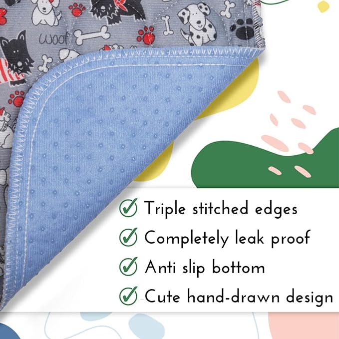 Caldwell's Pet Supply Co. 30x36 Potty Pads, Washable Pee Pads for Dogs, Reusable Pee Pad for Dogs, Puppy Potty Mat, Whelping Rug, Reusable Puppy Mat, Waterproof Rug for Dog, for Medium Dog (Set of 2)