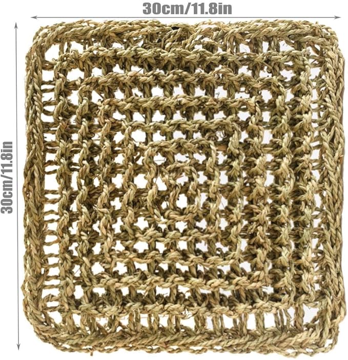 Hamiledyi Rabbit Seagrass Activity Mat Bunny Mat Rabbit Enrichment Toys Rabbit Chew Toys for Teeth Seagrass Protector Mat Small Animal Toys for Rabbit Bunny Chinchilla Guinea Pigs Rodent Pets