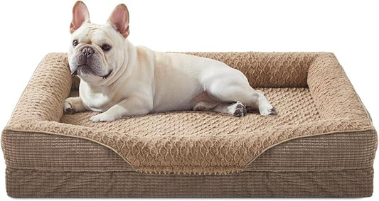 INVENHO Orthopedic Dog Bed Medium Size, Washable Egg-Crate Memory Foam Dog Couch with Washable Removable Cover, Waterproof Lining and Nonskid Bottom