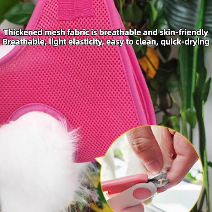 Rabbit Grooming Hammock with Safety Belt for Nail Clipping, Grooming, Bunny Bathing Bag for Nail Trimming, Cat Claw Care Bag, Small Animal Grooming Harness (Grey,XX-Small)