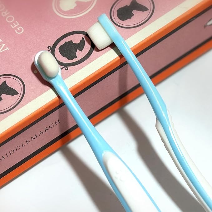 Small Dog Toothbrush, Cat & Puppy Tooth Brushing Kit, Ultra Soft & Mini Head Teeth Brush for Kitten & Tiny Pet, Doggy Toothbrushes Deep Dental Cleaning, 2 PCS - Pink Color