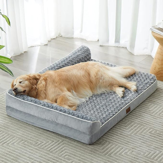 BFPETHOME Orthopedic Dog Bed for Extra Large Dogs-Big Waterproof Sofa Dog Bed with Removable Washable Cover, Large Pet Bed with Waterproof Lining and Nonskid Bottom,Pet Bed for Large Dogs, Grey
