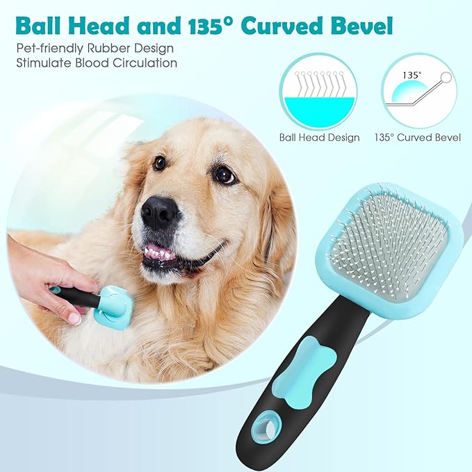 Slicker Brush, Dog Brush Gently Cleaning Pin Brush for Shedding Dog Hair Brush for Small Dogs Puppy Yorkie Poodle Rabbits Cats