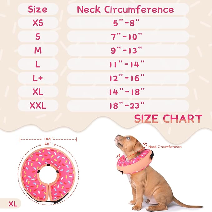 Supet Inflatable Dog Cone Collar Alternative After Surgery, Dog Neck Donut Collar Recovery E Collar for Neuter, Soft Pet Cone for Small Medium Large Dogs