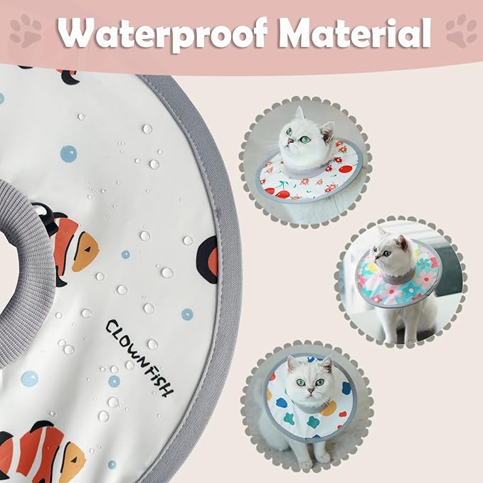 LOS ANDES Cat Recovery Collar, Adjustable Cat Protective Collar Alternative After Surgery, Protect Cat Neck Cones to Stop Licking Wound, Lightweight Elizabethan Collar for Kitten,Puppy