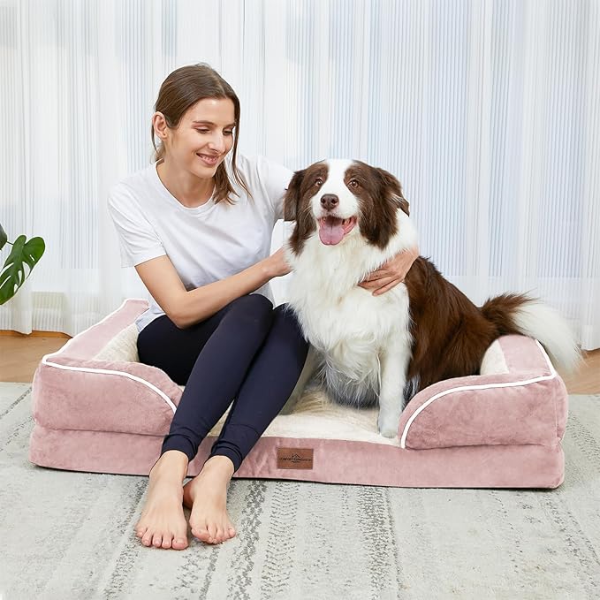 Comfort Expression Small Dog Beds Waterproof Cat Beds Orthopedic Foam Sofa Beds for Small Dogs Comfy Pet Bed with Washable Removable Cover & Non-Slip Bottom(XX-Small,Pink)