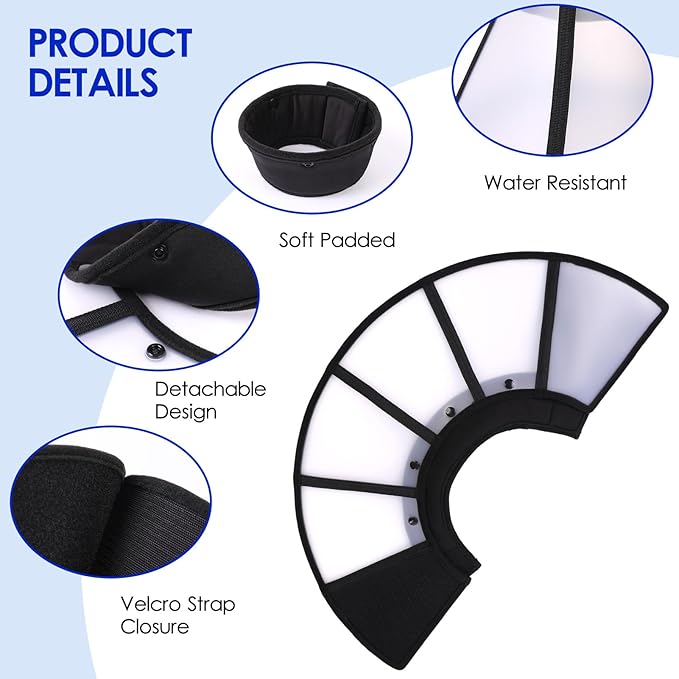 KOESON Dog Cone, Soft Cones for Small Dogs to Stop Licking, Adjustable Doggie Recovery Collar, Lightweight Comfy Dog Cone Collar After Surgery for Wound Healing,Spay, Neuter, Black S