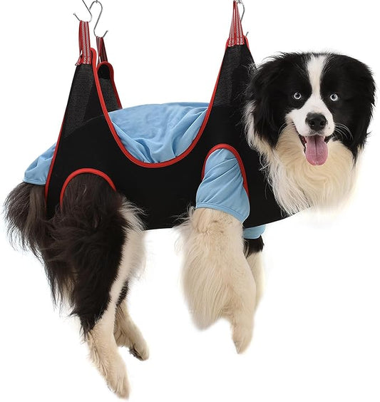 Pet Grooming Hammock Harness for Large Dogs, Breathable Pet Dog Hammock Restraint Bag,Dog Grooming Sling Helper for Trimming Nail and Ear/Eye Care(L Size,10.2")