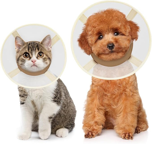 Cat Cone Collar Soft- Adjustable Comfortable Air Mesh Recovery Cone After Surgery to Stop Licking and Scratch, Alternative to Plastic Elizabethan Collar for Cat, Whiskers Freedom (Brown, XS)