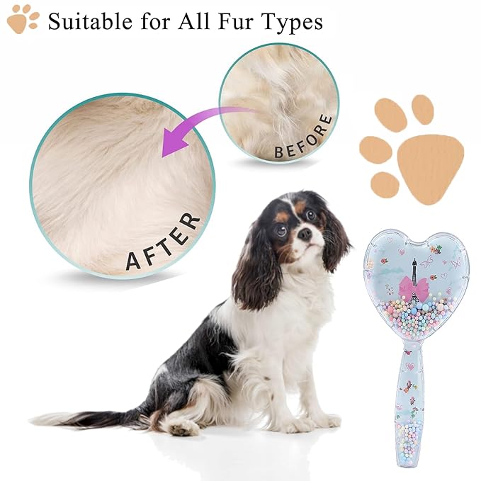 Small Dog Brush, Soft Dog Grooming Comb for Shih Tzus, Yorkies, Maltipoos, Maltese, Love Shape Puppy Massaging Pet Hair Brush, Cat Brush, for Small Dogs Cats of All Hair Types (Sky Blue)