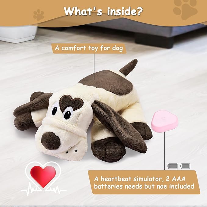 Puppy Heartbeat Toy Heartbeat Stuffed Animal for Dogs, Dog Heartbeat Toy for Puppy Sleep Aid Crate Training Calming, Dog Anxiety Toys for Puppy Comfort
