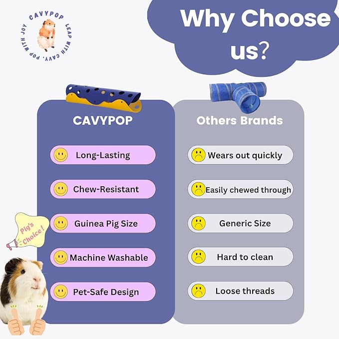 Guinea Pig Tunnel Foldable Fleece Hideout Tube with Cheese-Hole Design Soft Cozy Hideaway for Guinea Pig Cage Corner Indoor Play and Napping-Blue