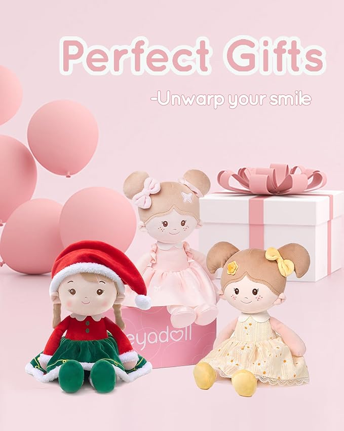 Soft Baby Doll Toys for Girls (16''), My First Christmas Dolls, Baby Rag Doll Plush Toys for Toddler Kids Infants -Christmas Special - Natalie The Elf