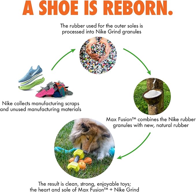 Max Fusion with Nike Grind, Arlee Helix Dog Toy, Chew Toy for Play, Fetch, Tug, L