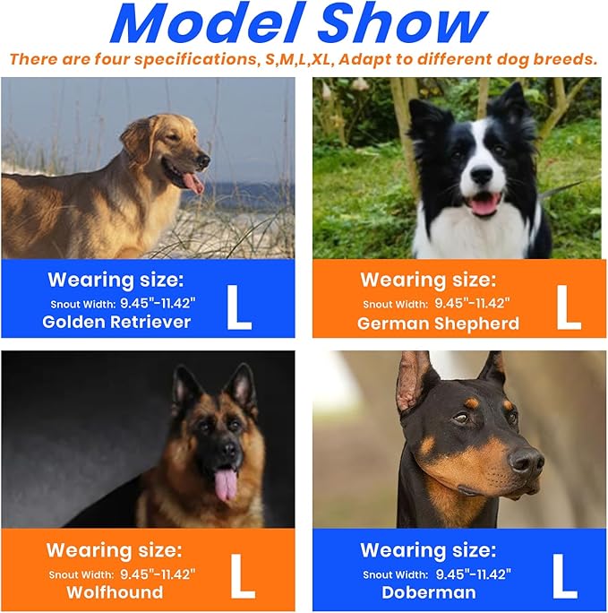 Dog Muzzle, Basket Muzzle for Small Medium Large Dogs, Anti-Biting and Chewing, Lightweight & Sturdy Cage Design, Allows Panting & Drinking, Ideal for Grooming & Training(Blue Size L)