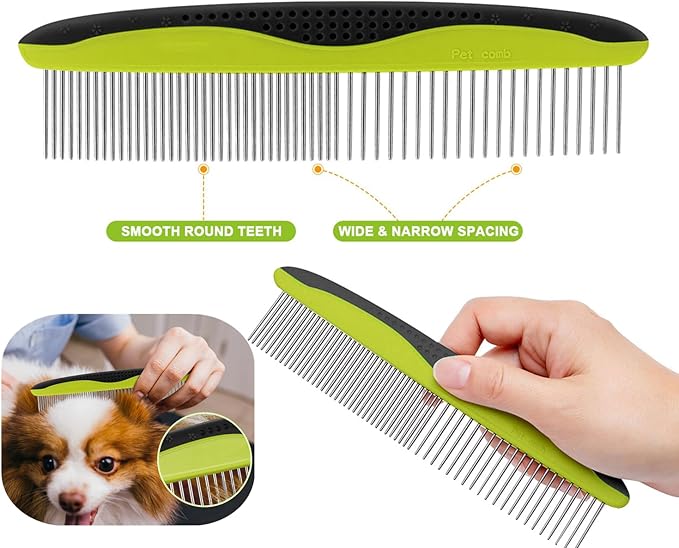 Pecute Pet Dematting Tool 2 Pack - Double Sided Undercoat Rake & Dematting Comb for Detangling Matted or Knotted Undercoat Hair, Great for Medium or Long-haired Dogs & Cats