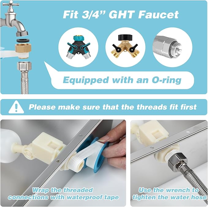 5 Gallon Automatic Dog Water Dispenser, Large Dog Water Bowl Dispenser for Outdoor, Stainless Steel Pet Bowl for Waterer Auto Fill Pet Waterer for Livestock Dogs Cats Chicken Fit 3/4'' GHT Faucet