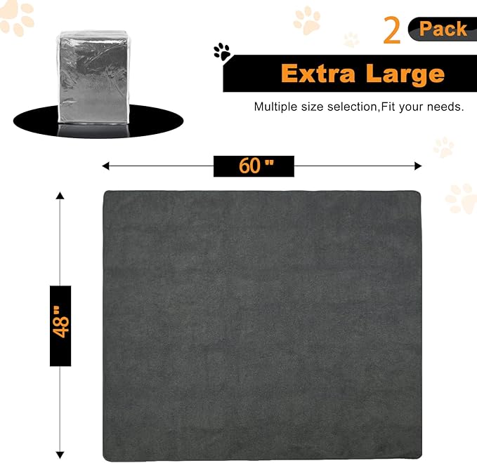Washable Pee Pads for Dogs, 48x60 Reusable Whelping Pads, Absorb Dog Mats Non-Slip Puppy Training Pads for Whelping, Potty, Training, Playpen, Crate