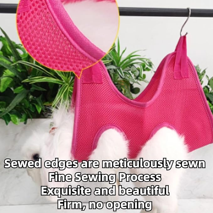 Rabbit Grooming Hammock with Safety Belt for Nail Clipping, Grooming, Bunny Bathing Bag for Nail Trimming, Cat Claw Care Bag, Small Animal Grooming Harness (Red,XX-Small)