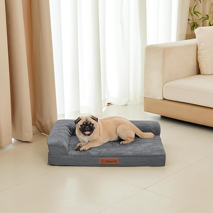 Orthopedic Dog Bed Medium Size Dog, 3 Inch Memory Foam Pet Bed for Small and Medium Dogs, Washable Removable Cover, Nonskid Bottom, Waterproof, 30x20 Inches S Dark Grey