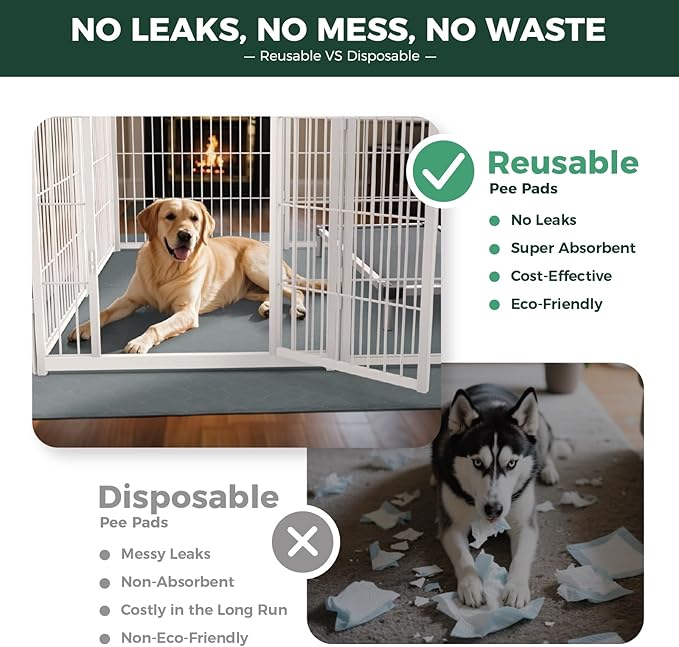 FXW Washable Pee Pads for Dogs, Puppy Pads with Super Absorbent, Specifically Designed for 24inch Cages, 23" × 17" Rectangle, Gray, 4 Packs