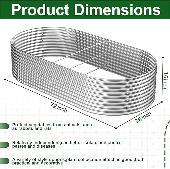 FRIZIONE 2pcs Tall 6x3ft Galvanized Raised Garden Bed Outdoor,Steel Garden Bed for Vegetables,Above Ground Garden Box for Flower,Metal Raised Beds for Gardening