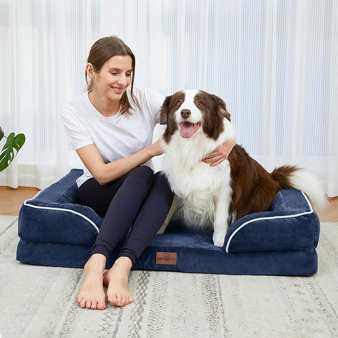 Comfort Expression Small Dog Beds Waterproof Cat Beds Orthopedic Foam Sofa Beds for Small Dogs Comfy Pet Bed with Washable Removable Cover & Non-Slip Bottom(XX-Small,Navy Blue)