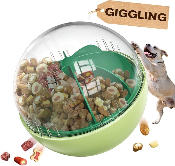 KADTC Extra-Large Dog Giggling Treat Dispenser Ball - Adjustable Food Dispensing Speed - Puppy Mind Game Puzzle Slow Feeder for Medium/Large/Extra Large Dogs Aggressive Chewers Breed