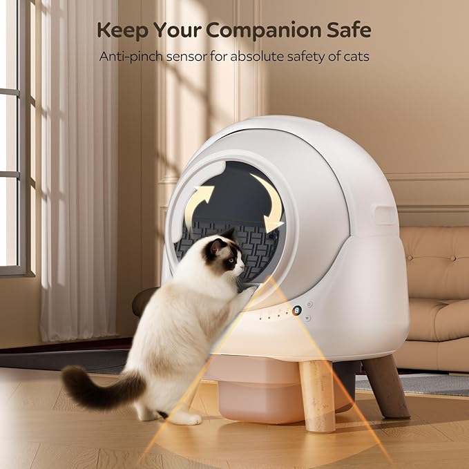 Self Cleaning Litter Box,Automatic Cat Litter Box for Multiple Cats,Robot with APP Control,Dual Safety Protection,Odor-Free Waste Disposal Includes Trash Bags,White