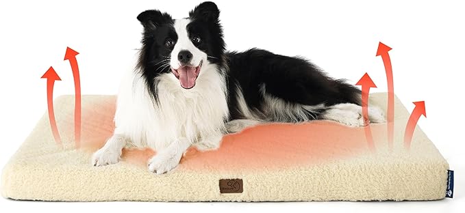 Bedsure Self Warming Dog Bed for Large Dogs - Orthopedic Waterproof Puppy Beds with Removable Washable Cover, Egg Crate Foam Pet Mat, Suitable for Pet Up to 65 lbs